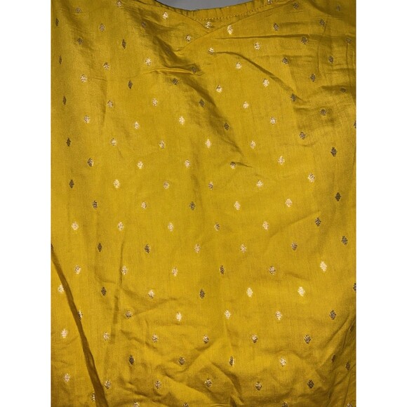 Avaasa Yellow Embroidered Kurta Dress Size M Long Sleeve Maxi Tunic India Made - Picture 5 of 7